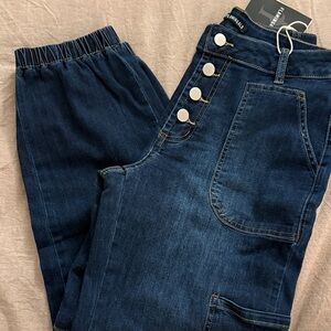 BNWT Flamingals Carpenter Barrel Joggers Dark Wash Size XS